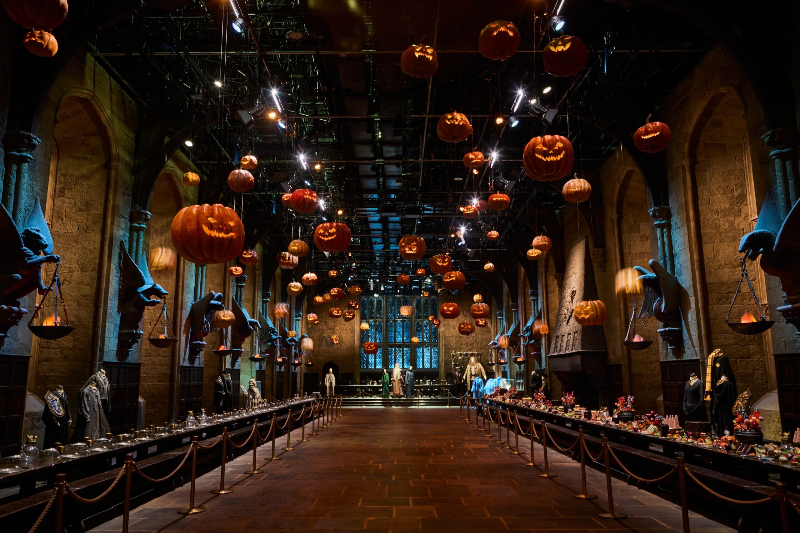 The Great Hall during Dark Arts at Warner Bros. Studio Tour London.